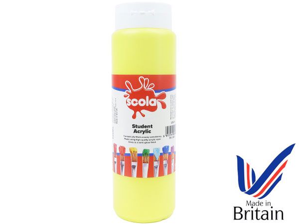 SCOLA - Acrylic 500ml Artists Paint - Lemon... UK Produced