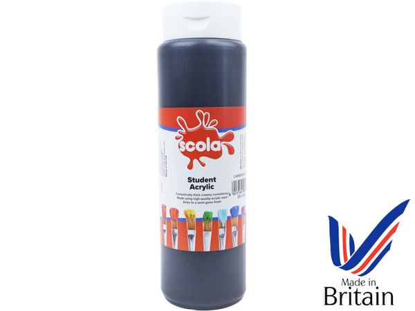 SCOLA - Acrylic 500ml Artists Paint - Carbon Black... UK Produced