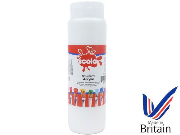 SCOLA - Student Acrylic 500ml Artists Paint - Titanium White... UK Produced