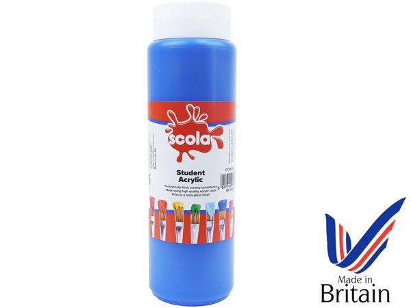 SCOLA - Student Acrylic 500ml Artists Paint - Cyan Blue... UK Produced